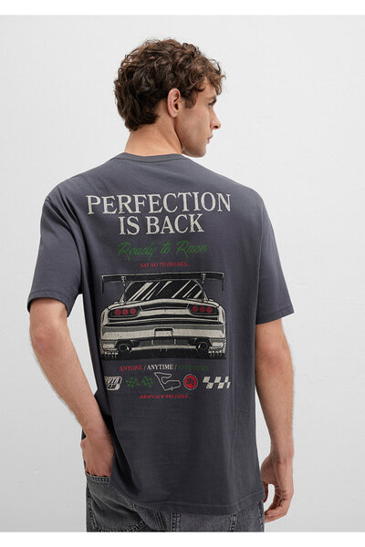 Mavi Printed Anthracite T-Shirt Loose Fit / Loose Relaxed Cut 0613031-80106