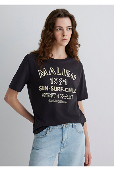 Mavi Malibu Printed Anthracite T-Shirt Regular Fit 1613184-70087