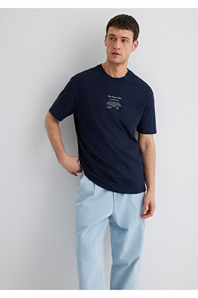 Mavi Printed Navy Blue T-Shirt Loose Fit / Loose Relaxed Fit 0612796-70490