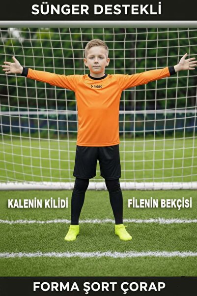 Liggo Sünger Destekli Çocuk Kaleci Forma Şort Çorap Takımı