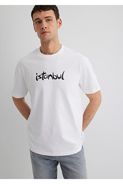 Mavi Istanbul Printed White T-Shirt Loose Fit / Loose Relaxed Cut 0613002-620
