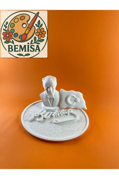 BEMİSA Atatürk İmza Duvara Asılabilir Atatürk Büst Türk Bayrağı 3lü Set Dekor...