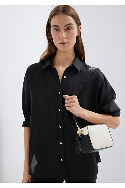 Mavi White Crossbody Bag with Black Strap 1910084-70055