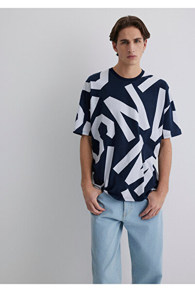 Mavi MVJNS Bedrucktes T-Shirt in Marineblau, Übergröße / Weite Passform 06102...