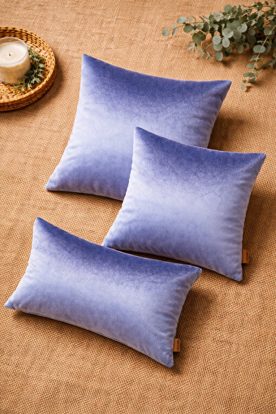 Alacastore Набір чохлів для подушок з сірого та синього оксамиту, 3 різних ро...