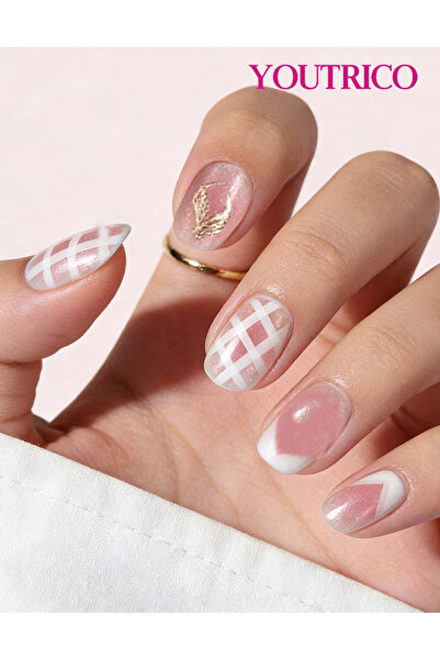 Youtrico 30 أظافر صناعية شبه يدوية، عين القطة، ذيل حورية البحر، أظافر