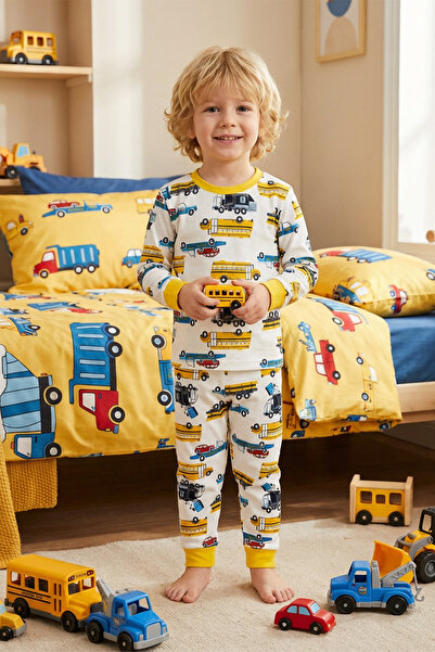 elmas kids Σετ πιτζάμες για αγόρια με σχέδια αυτοκινήτου, 100% βαμβάκι