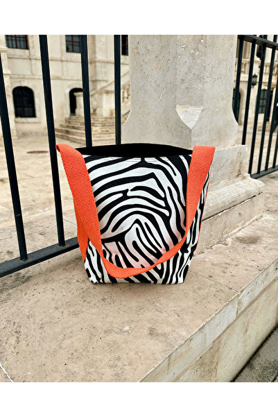 Kiiro Turuncu Askılı Zebra Desenli Küçük Boy Çanta