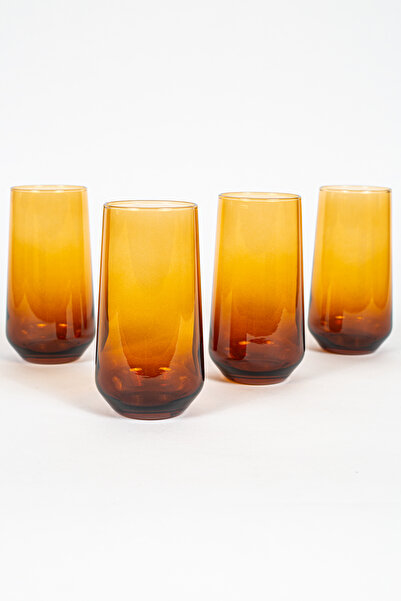 Rakle New Iconic Set of 4 Soft Drink Glasses Amber 470 Cc