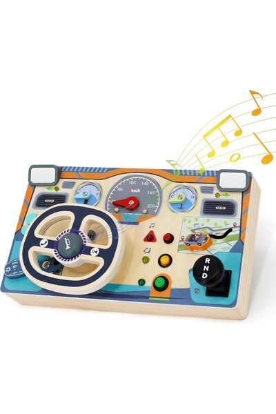 bebeLOGIC Tabla senzoriala din lemn pentru copii mici de 1, 2, 3, 4 ani, Mont...