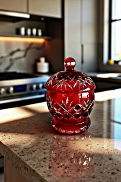 DECOSTYLE Renkli kapaklı Kristalize dekorlu mini şekerlik ürün el yapımı