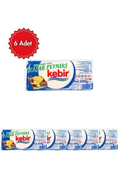 Kebir Taze Kaşar Peyniri 600 gr x 6 Adet – Tam Yağlı, Doğal Süt Lezzeti, Uzay...