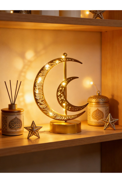 Yoawllty Ramadan Decor Lights, Moon Table Lamp for Festive Living Room & Offi...