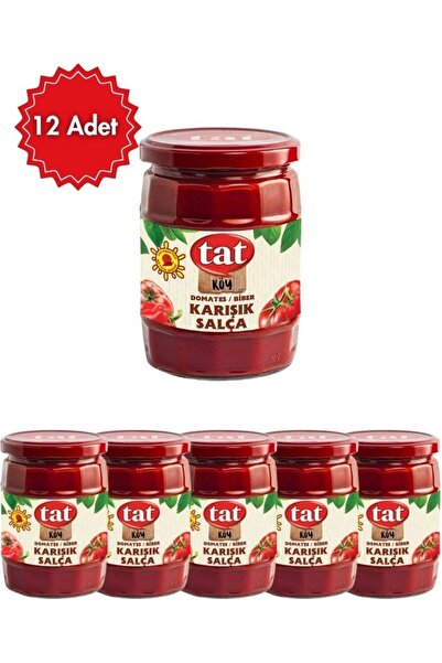 Tat Köy Domates Biber Karışık Salça 560 G x 12 Adet | Yemek ve Soslar Için Ge...