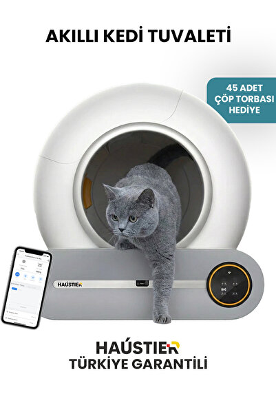 Haustier BF01 Akıllı Otomatik Kedi Tuvaleti, App Kontrol, 65lt Hazne, 9lt Çöp...