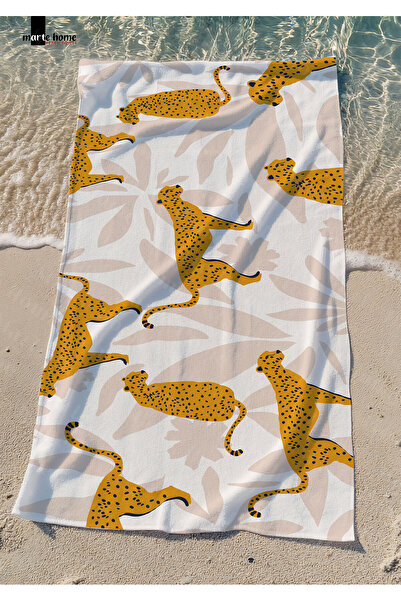 Marte Home منشفة شاطئ ملونة بطبعة جلد الفهد