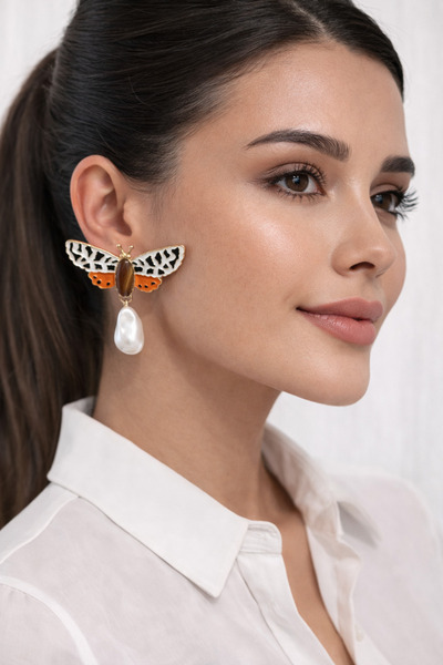 Mua Bijoux أقراط على شكل فراشة مرصعة باللؤلؤ الصناعي