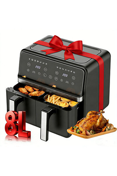 VivaLite مقلاة هوائية مزدوجة السلة سعة 8 لتر، فرن قلي هوائي 12 في 1، لوحة تحك...