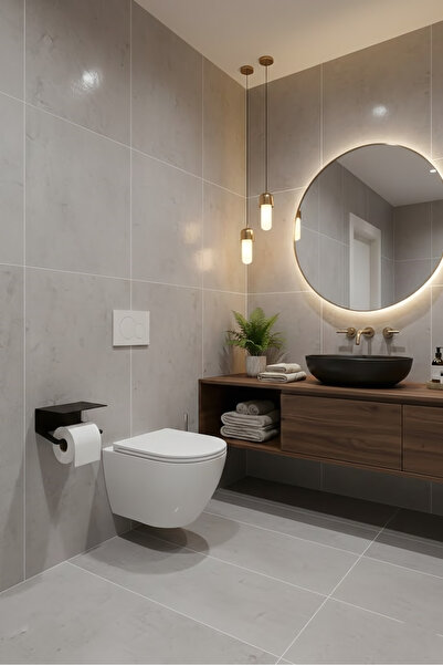 İON DESİGN Premium Paslanmaz Metal Tuvalet Kağıdı Askısı ve Organizer Raflı T...