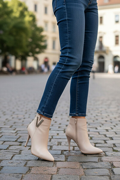 MelAlp Women's Genuine Leather Thin Heeled Boots