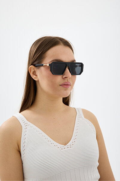 Chunky Frame Cgequar Hit Unisex Siyah Geometrik Güneş Gözlüğü