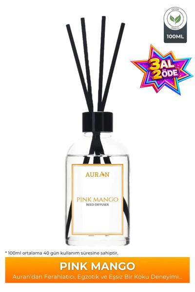 AURAN Pink Mango Çubuklu Oda Kokusu Bambu Kokusu Şık Dekor Reed Diffuser 100ml