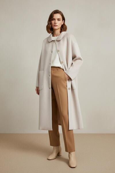 Puane Palton Fox pentru femei cu detaliu cu nasturi si buzunare - 15220KBN - ...