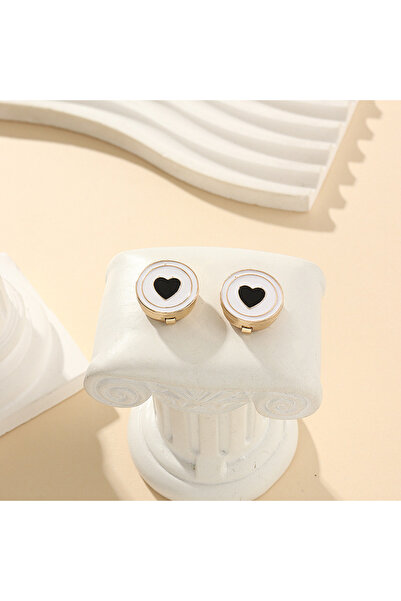 Choice 1 Piece Black 1 Piece Cute Red Black Enamel Heart Button Cover Cufflin...