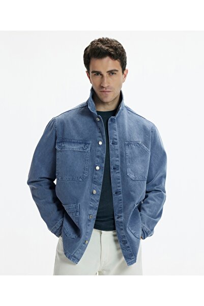 Yargıcı Non-Denim Gömlek Yaka Dört Cepli Düğmeli Ceket