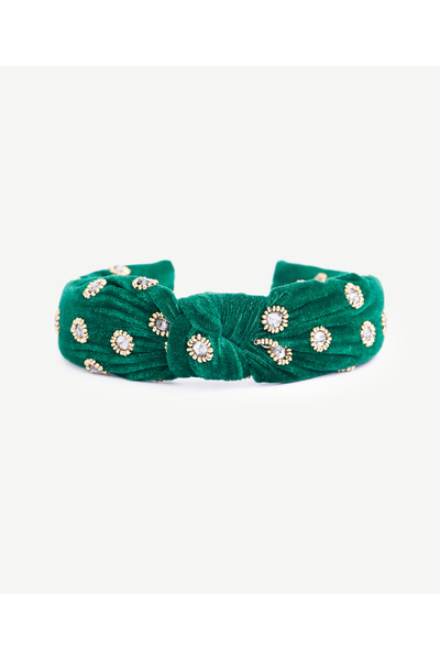 Yargıcı Akrilik Boncuk Detaylı Kadife Taç