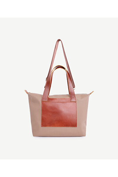 Yargıcı Cep Detaylı Deri Garnili Büyük Boy Omuz Çantası