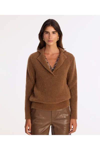 Yargıcı سترة عادية بأكمام طويلة ورقبة على شكل حرف V