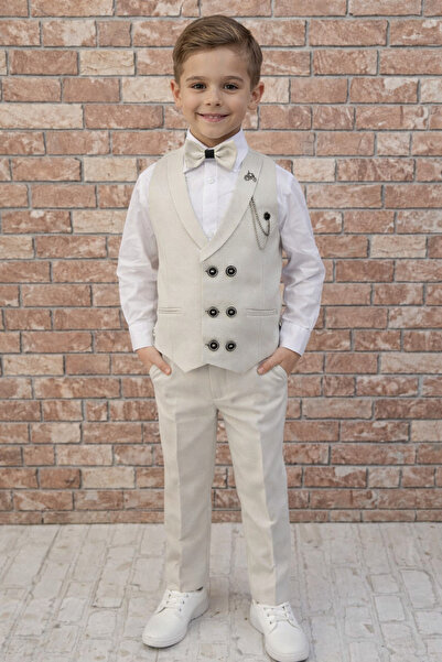 HAYTA Çocuk Yelek Takım Gömlekli Set 0-1yaş - 14yaş Silver Krem