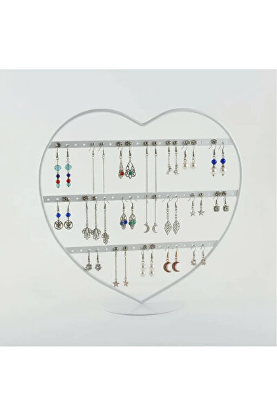 MeGass Dekor حامل أقراط معدني أبيض اللون مقاس 32 × 27 سم مستورد