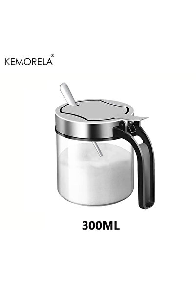 Choice opening-300ML 1Pcs Glass Seasoning Jar Stainless Steel Lid With Spoon ...