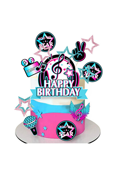 Choice مجموعة زينة كعكة موسيقية مكونة من 14 قطعة، زينة كعكة حفلة عيد ميلاد مو...