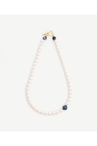 Yargıcı Mallorca Pearl and Lapis Detailed Necklace