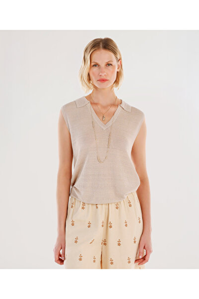 Yargıcı Polo Neck Short Sleeve Sweater