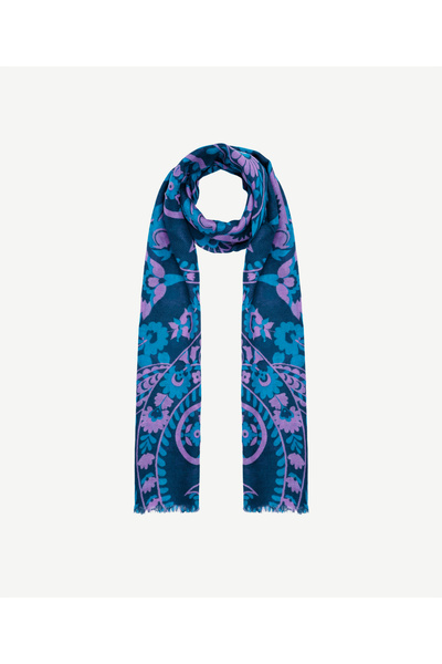 Yargıcı Çiçek Desenli Yün Şal