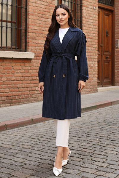 benguen 61673 Смугастий тренчкот темно-синій