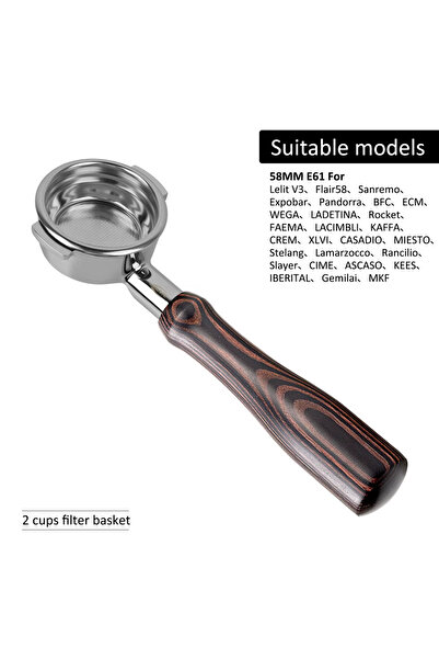 Choice حامل فلتر قهوة بدون قاعدة من إيكابي، مقاس 58 مم، بمقبض خشبي ملون، متوا...