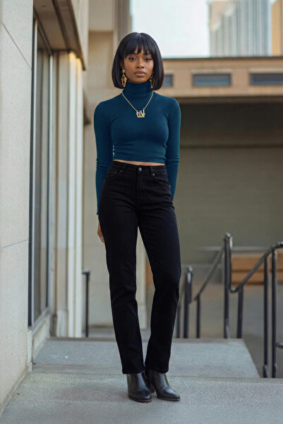 Bluewhite Women's Lycra Skinny Fit Black Jean Trousers