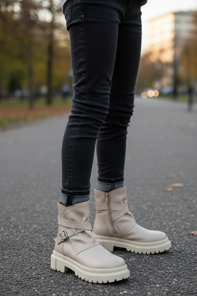 MelAlp Women's Genuine Leather Boots with Side Zipper