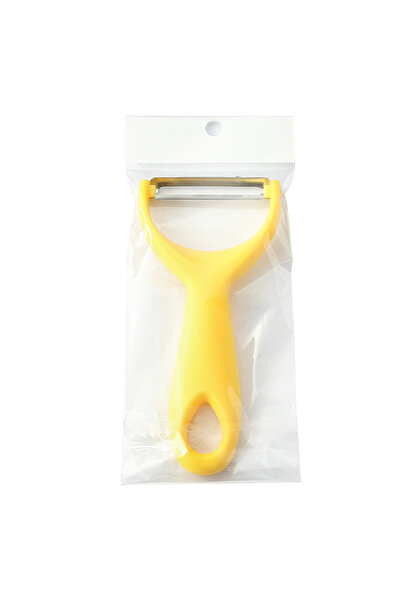 Choice مقشرة فواكه وخضراوات حادة بمقبض بلاستيكي سميك أصفر اللون، مصنوعة من ال...