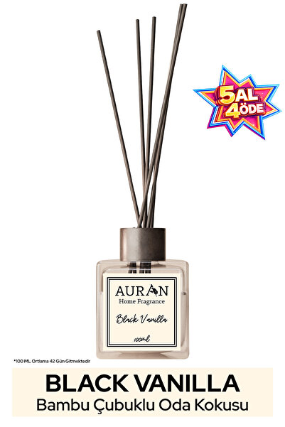 AURAN Black Vanilla - Black Vanilya Kare Bambu Çubuklu Oda Kokusu 100ml