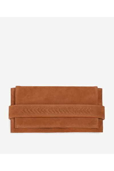 Yargıcı Leather Suede Knitted Detailed Clucth
