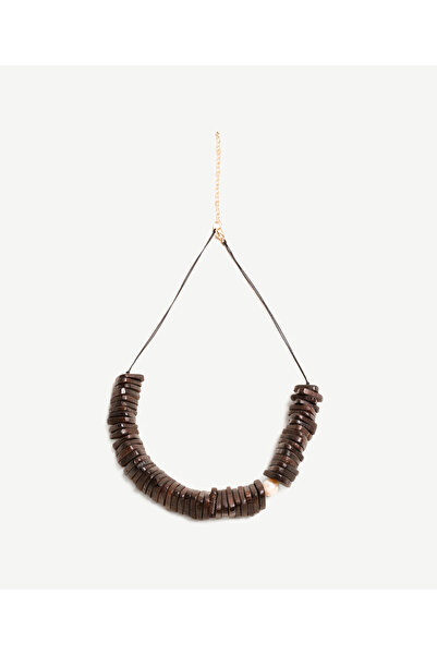 Yargıcı İnci Detaylı Ahşap Kolye