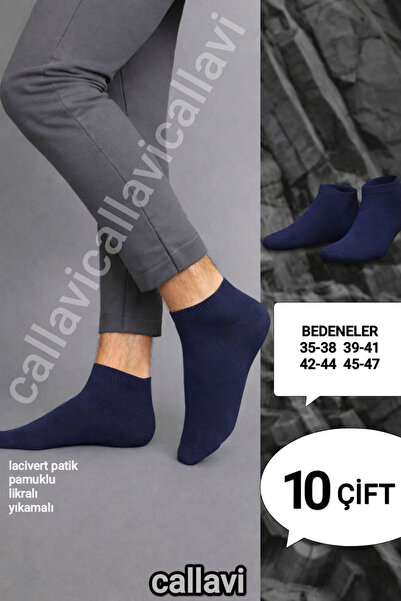 CALLAVI 10 Çift Unisex Pamuklu Lacivert Patik Çorap