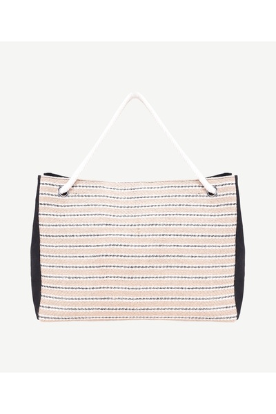 Yargıcı حقيبة شاطئ مخططة بمقبض حبل