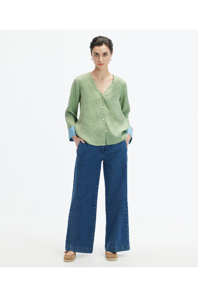 Yargıcı بنطال جينز واسع الساق